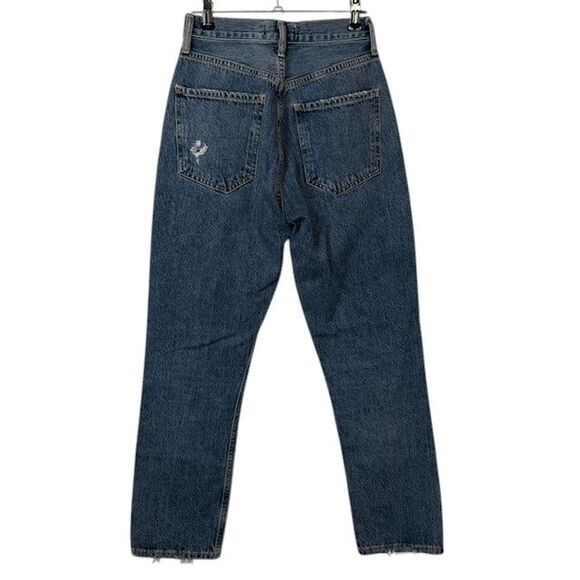 AGOLDE Riley High Rise Cropped Straight Jeans Button Fly Light Distress Size 23 - Picture 6 of 14